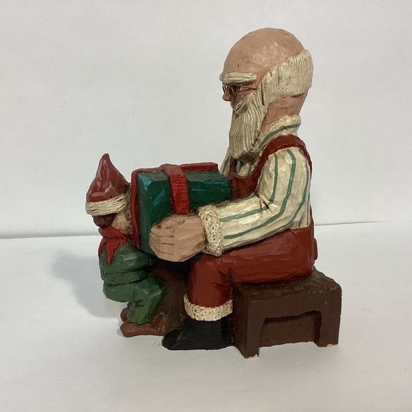 Vintage 1989 Zimmerman collectible Santa with elf, signed. Made in Germany - Picture 1 of 9